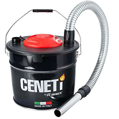 Bidon vide cendres CENETI à moteur électrique 800W, 15L pour aspirer les cendres froides des cheminées, des poêles à bois ou à granulés