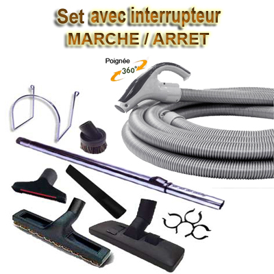 Set 8 accessoires + 1 flexible 8 m Universel avec bouton marche/arrêt