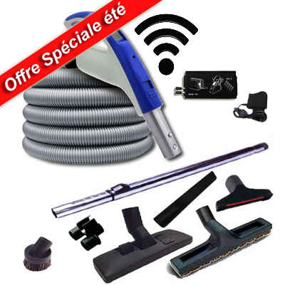 Set 7 accessoires  1 flexible RETRAFLEX 9,10 m avec poignée à bouton marche/arrêt télécommande intégrée 915 Mhz RETRAFLEX et HIDE-A-HOSE -Émetteur-récepteur -