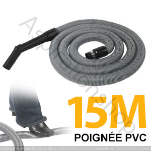 flexible ( boyau ) standard aspiration de 15m poignée PVC compatible : aspiromur