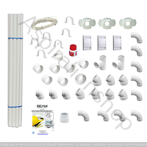 Kit de base 250 m² : 1 Kit 3 prises  + 24m de tuyaux pvc (12x2m)