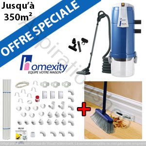 Aspirateur central VISUAL 350 + Flexible inter on/off de 9m + 6 ACC + KIT DE BASE + RAMASSE MIETTES