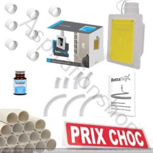 kit 1 prise blanche retraflex avec tuyaux pour flexible rétractable de 12 m ou 9 m