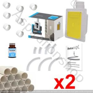 kit 2 prises blanches retraflex avec tuyaux pour flexible rétractable de 12 m ou 9 m