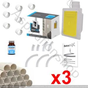 kit 3 prises blanches retraflex avec tuyaux pour flexible rétractable de 12 m ou 9 m