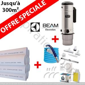 Pack Aspirateur central Beam 385 + 16 m de tuyau + Kit flexible retractable retraflex de 12m