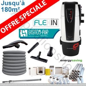 Aspiration centralisée TECNO STYLE 150 - Sistem Air + kit 1 prise flexible mural de 12m