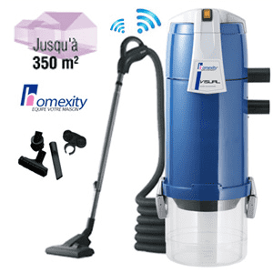 Pack Aspirateur Central VISUAL350 avec flexible à commande sans fil et accessoires